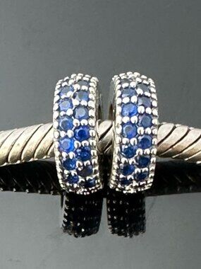 2 PANDORA Spacers Sparkling Blue Cubic Zirconia 925 Ale Silver